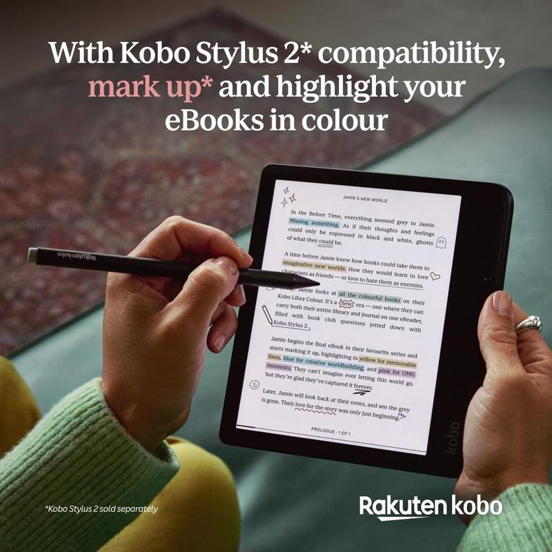 eReader Kobo Libra Colour 7 polegadas, sem reflexos, impermeável